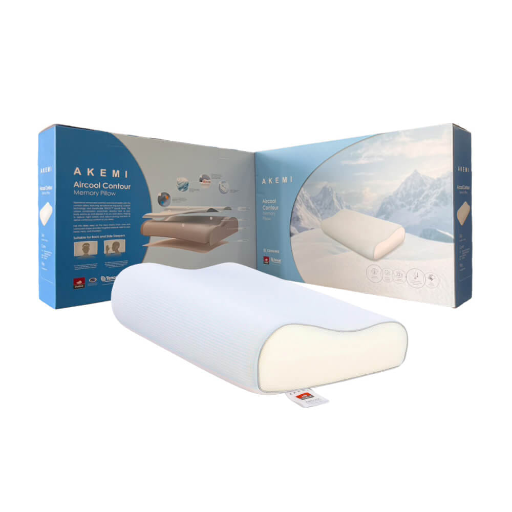 หมอนสุขภาพ เมมโมรี่โฟม AKEMI รุ่น COOLING AIRCOOL CONTOUR MEMORY PILLOW 9557108766266 ขนาด 60X40 CM + 10/12 CM สีฟ้า